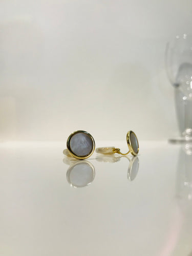 Gold Platted Mother Pearl Cufflink Earrings